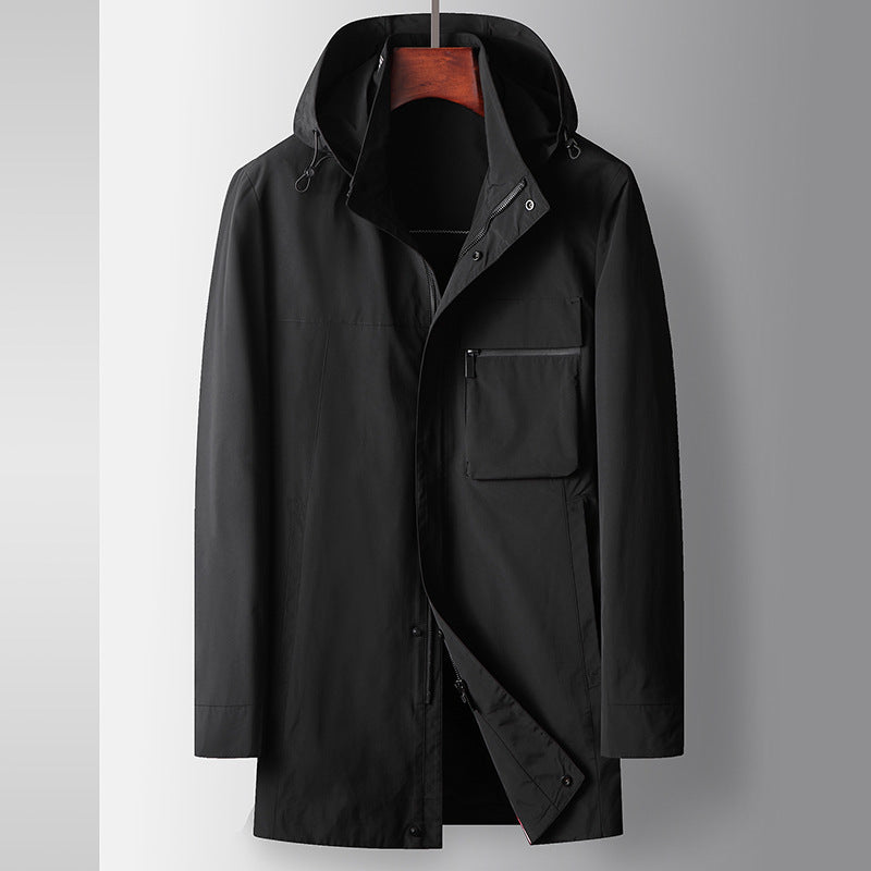 Men's Business Casual Lightweight Jacket with Detachable Hood