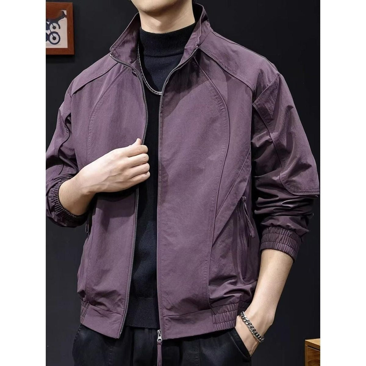 Style Stand Collar Men's Casual Windbreaker Jacket