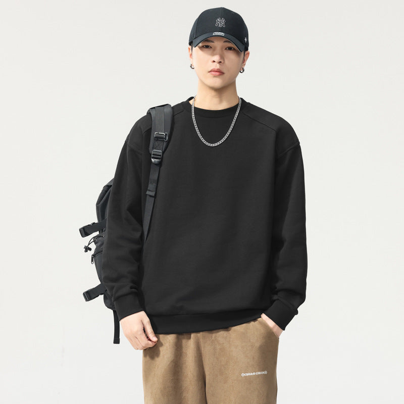 Men's Long Sleeve Round Neck Cotton Pullover Sweater