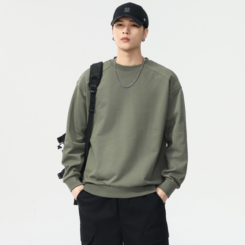 Men's Long Sleeve Round Neck Cotton Pullover Sweater