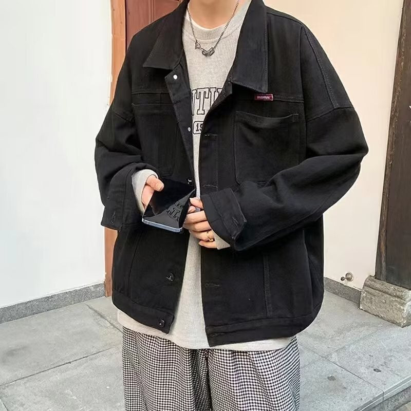Men's Loose Fit  Denim Jacket Streetwear Workwear Jacket
