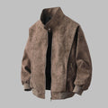 Vintage Tie-Dye PU Leather Zipper Stand Collar Loose Fit Jacket