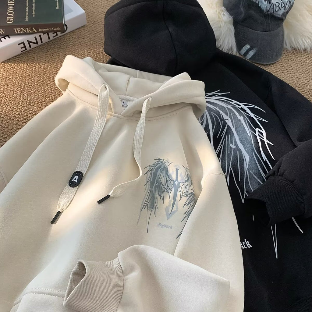 Casual Long Sleeve Fleece Lined Thickened Hoodie Jacket for Men Women, Unisex Couples Sweatshirt in Off-White Gray  Light Khaki