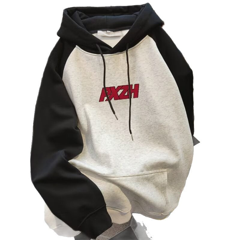 Men's Casual Color-block Printed Long Sleeve Hooded Sweatshirt