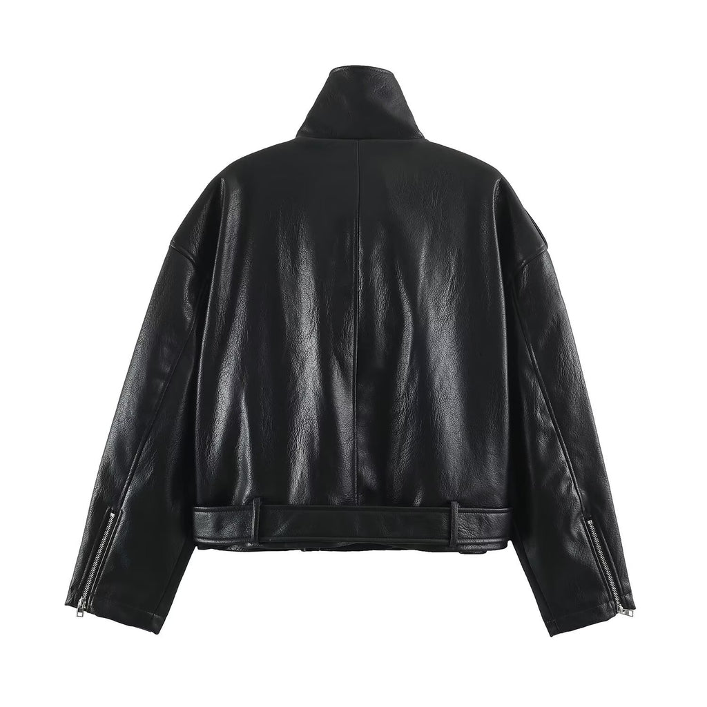 Long sleeved semi high neck jacket