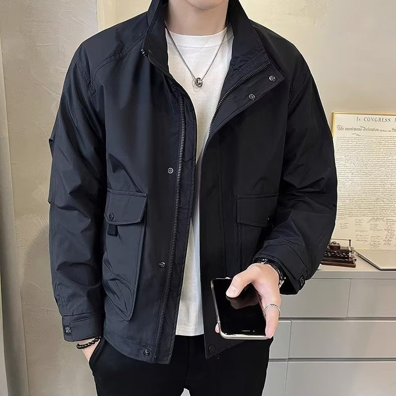 Men's Stand Collar Workwear Jacket  Casual Windbreaker