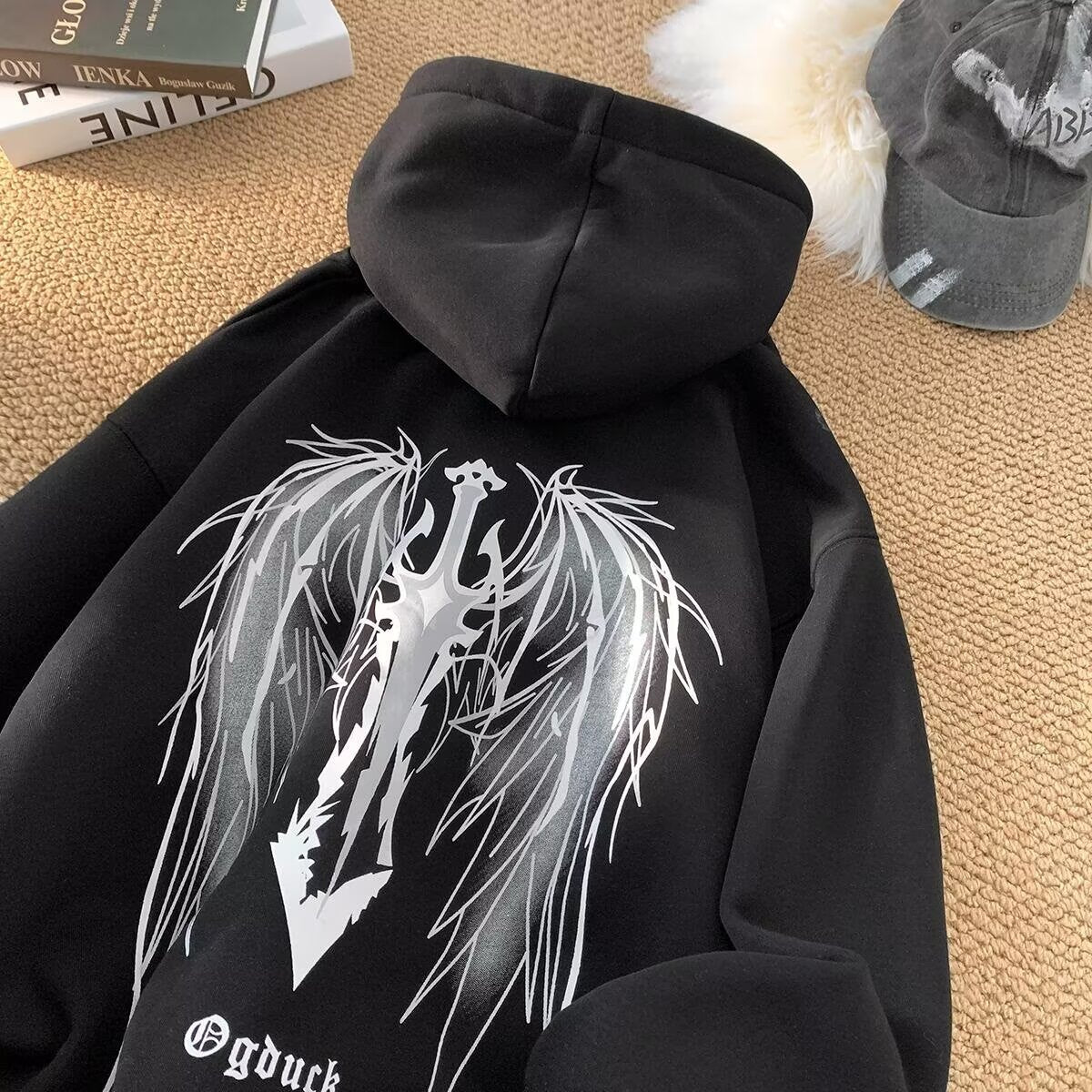 Casual Long Sleeve Fleece Lined Thickened Hoodie Jacket for Men Women, Unisex Couples Sweatshirt in Off-White Gray  Light Khaki