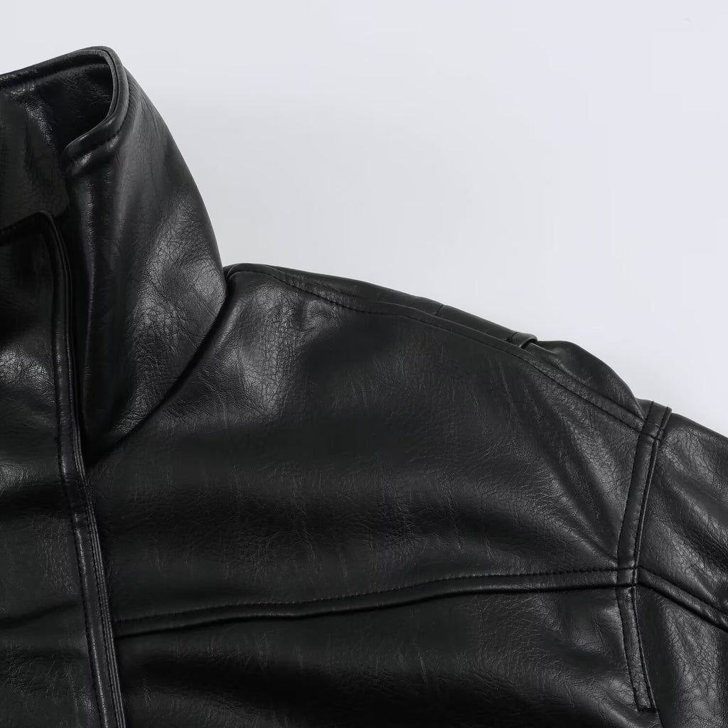 Half high collar zipper long sleeved jacket