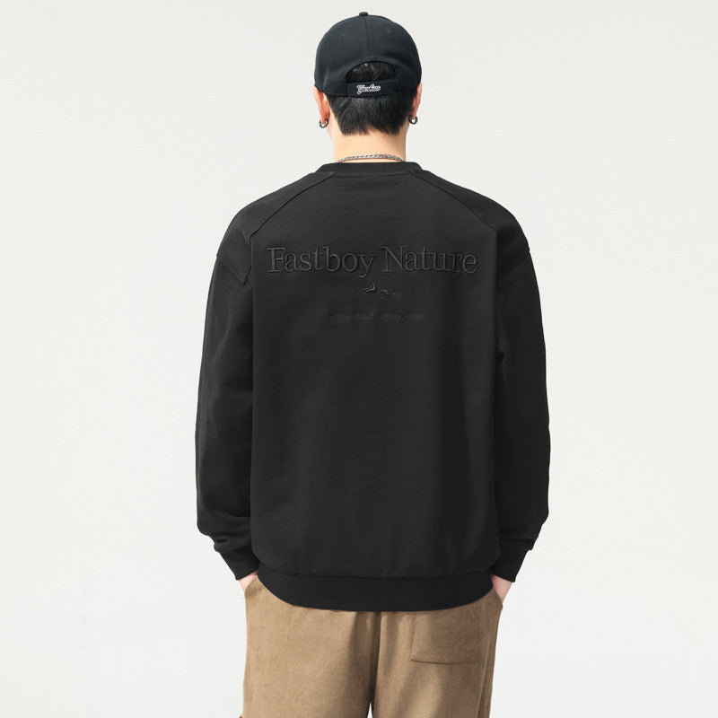 Men's Long Sleeve Round Neck Cotton Pullover Sweater