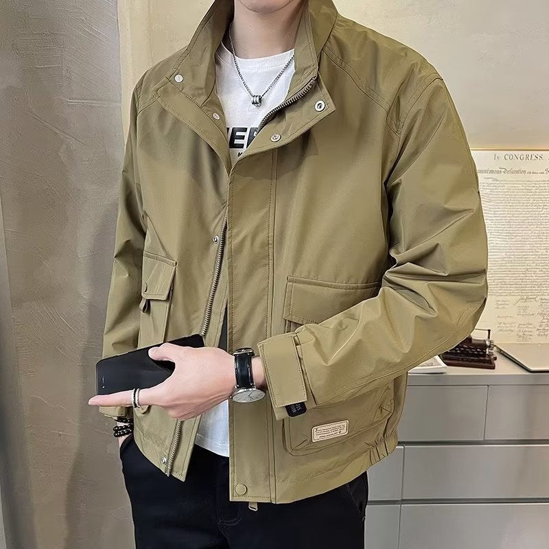 Men's Stand Collar Workwear Jacket  Casual Windbreaker
