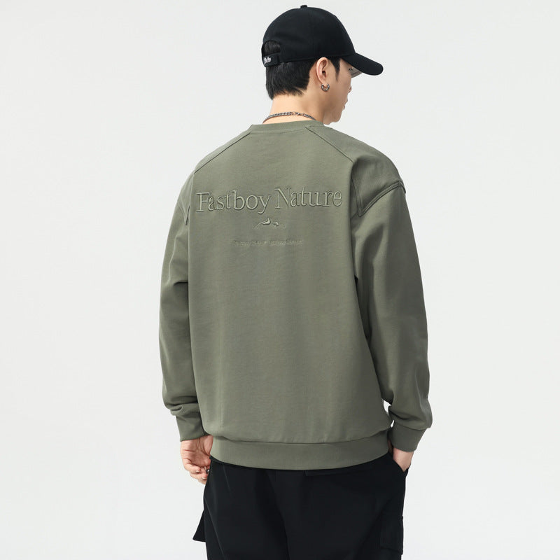 Men's Long Sleeve Round Neck Cotton Pullover Sweater