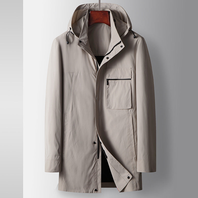 Men's Business Casual Lightweight Jacket with Detachable Hood