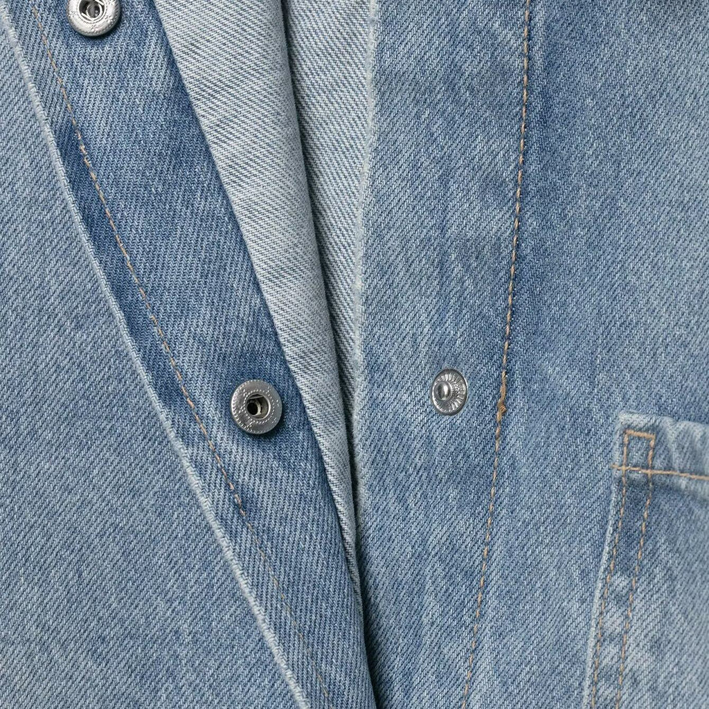 Collar denim long sleeved jacket