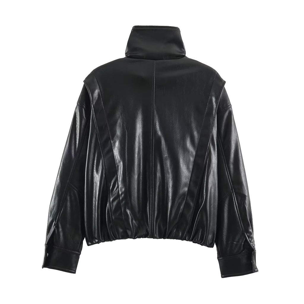Half high collar zipper long sleeved jacket