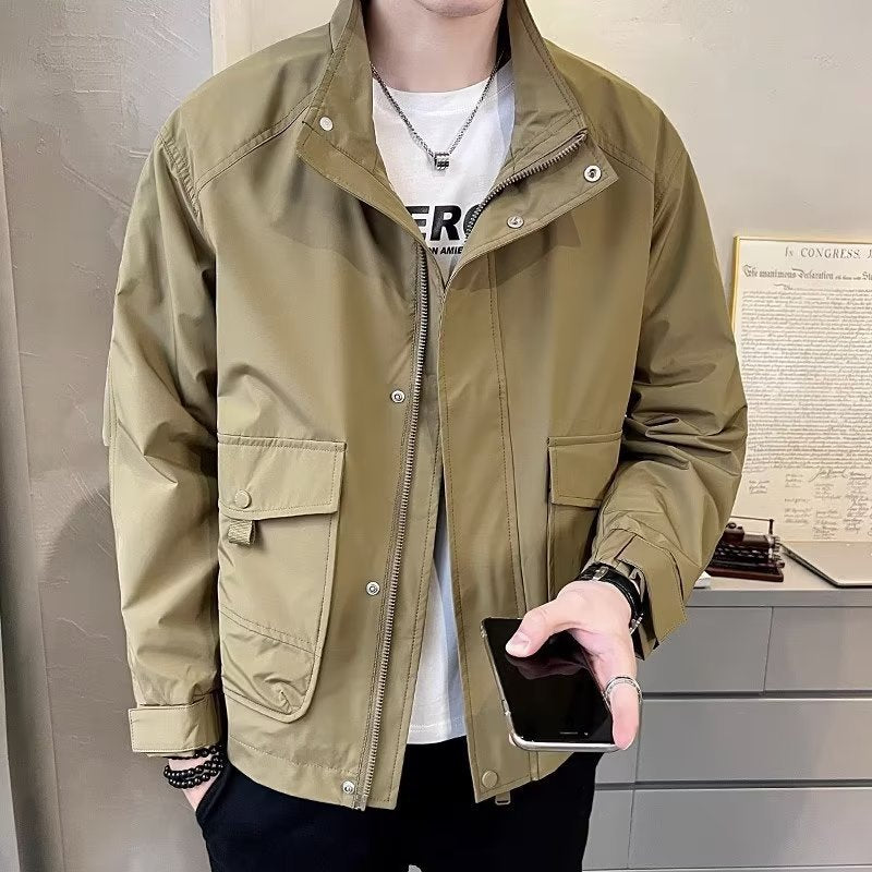 Men's Stand Collar Workwear Jacket  Casual Windbreaker