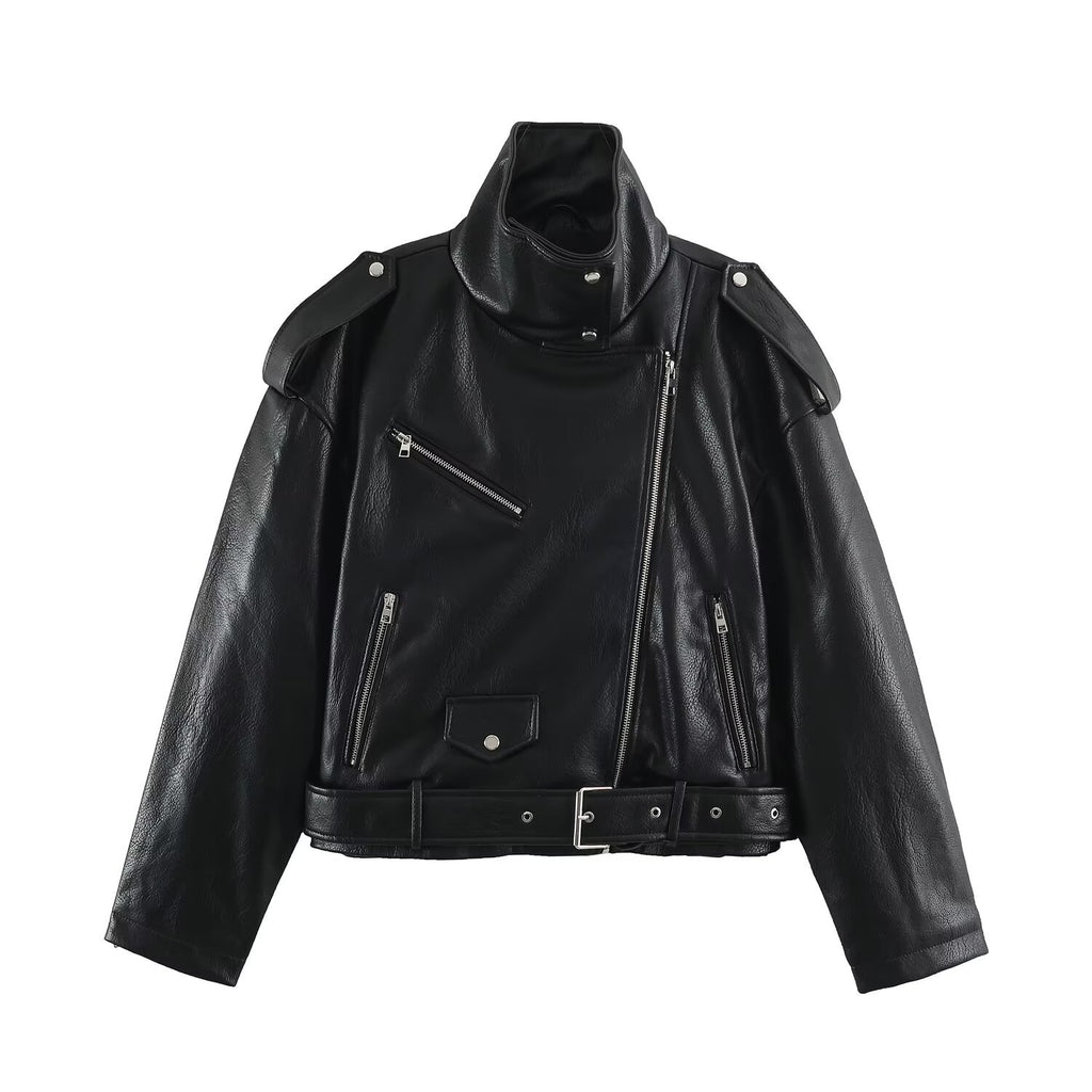 Long sleeved semi high neck jacket