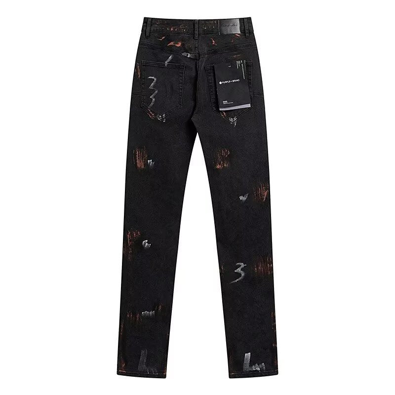 Men's High-End Fashion Denim Jeans Elastic Waist Casual Pants